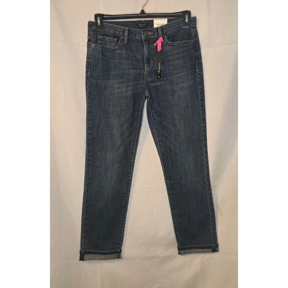 I Heart Ronson Boyfriend Stonewash Denim Cuffed Jeans Midrise Ankle Size 2 NWT